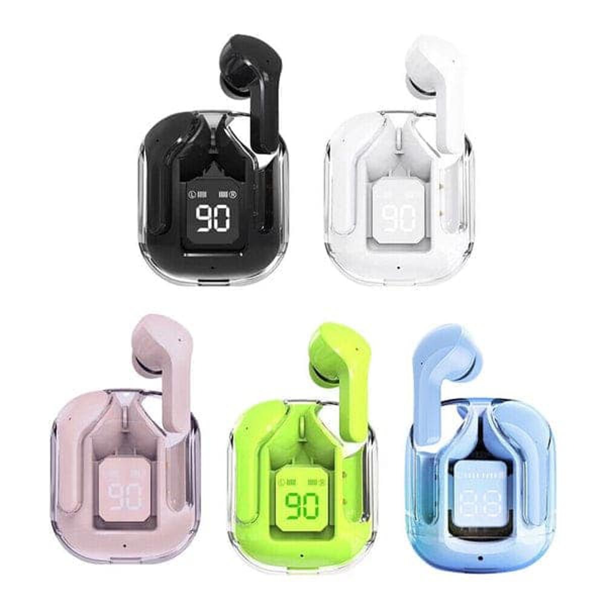 Air 31 Transparent Digital Bluetooth Earbuds | TWS 5.3 Wireless Headset with LED Display & Deep Bass