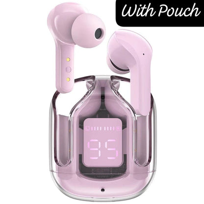 Air 31 Transparent Digital Bluetooth Earbuds | TWS 5.3 Wireless Headset with LED Display & Deep Bass